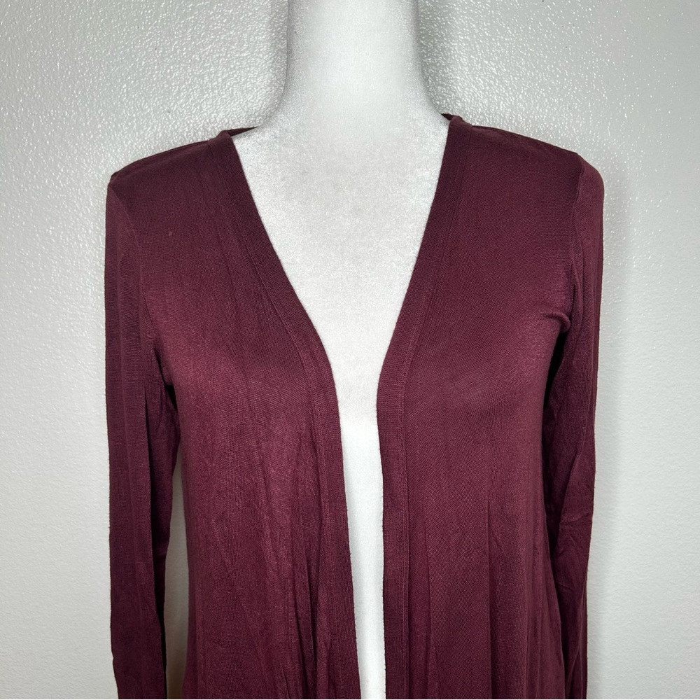 B Collection by Bobeau Womens Burgundy Open Front Lightweight Cardigan Size S - Picture 2 of 9